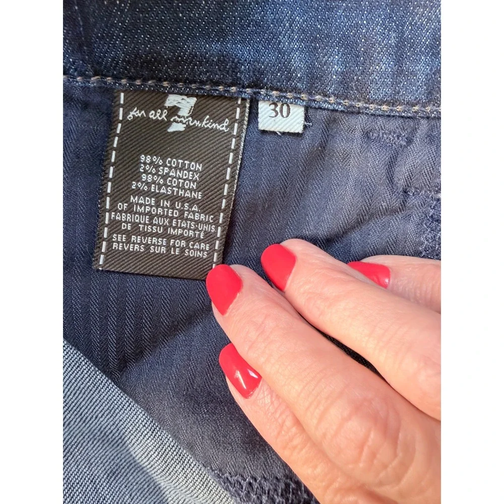 7 For All Mankind Ginger Jeans Women 30 Blue Wide Leg Flare Dark Wash Stretch